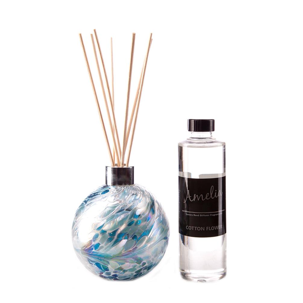 Amelia Art Glass Turquoise & White Crackled Reed Diffuser Gift Set  £35.99